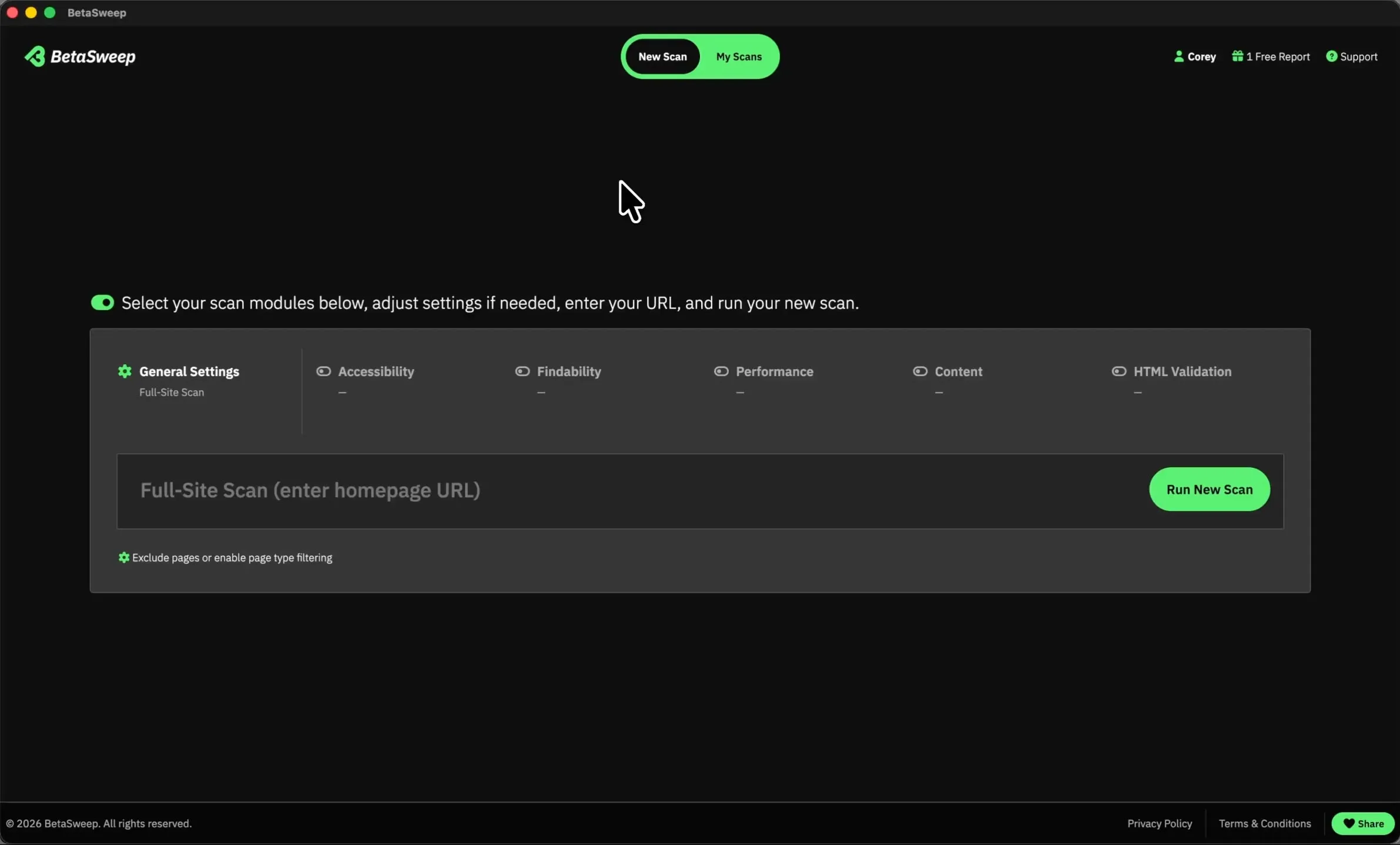 BetaSweep demo preview